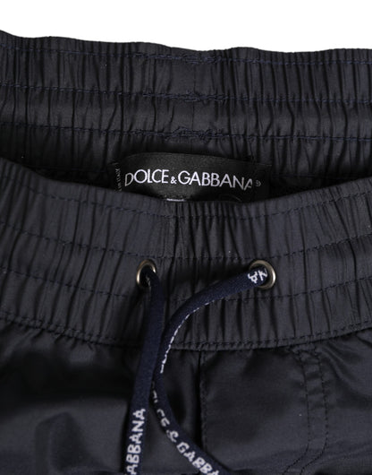Dolce &amp; Gabbana – Bademode aus Polyester mit Logo und elastischem Bund in Schwarz und Weiß