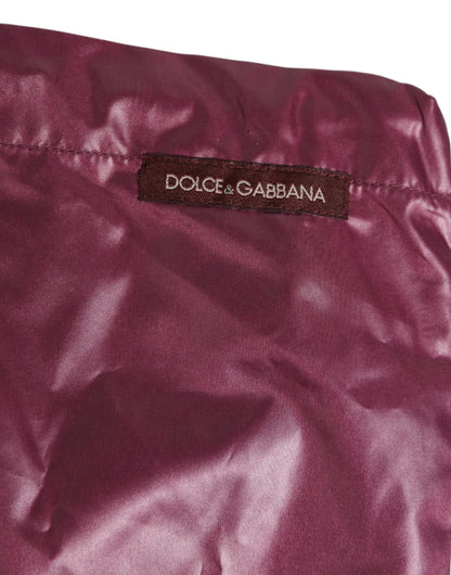Dolce &amp; Gabbana – Burgunderrote Bademode aus Polyester mit Logoprägung und Wappen
