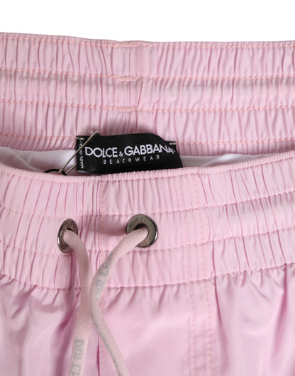 Dolce &amp; Gabbana – Bademode mit seitlichem Logo und Nylonstreifen in Pink für Herren