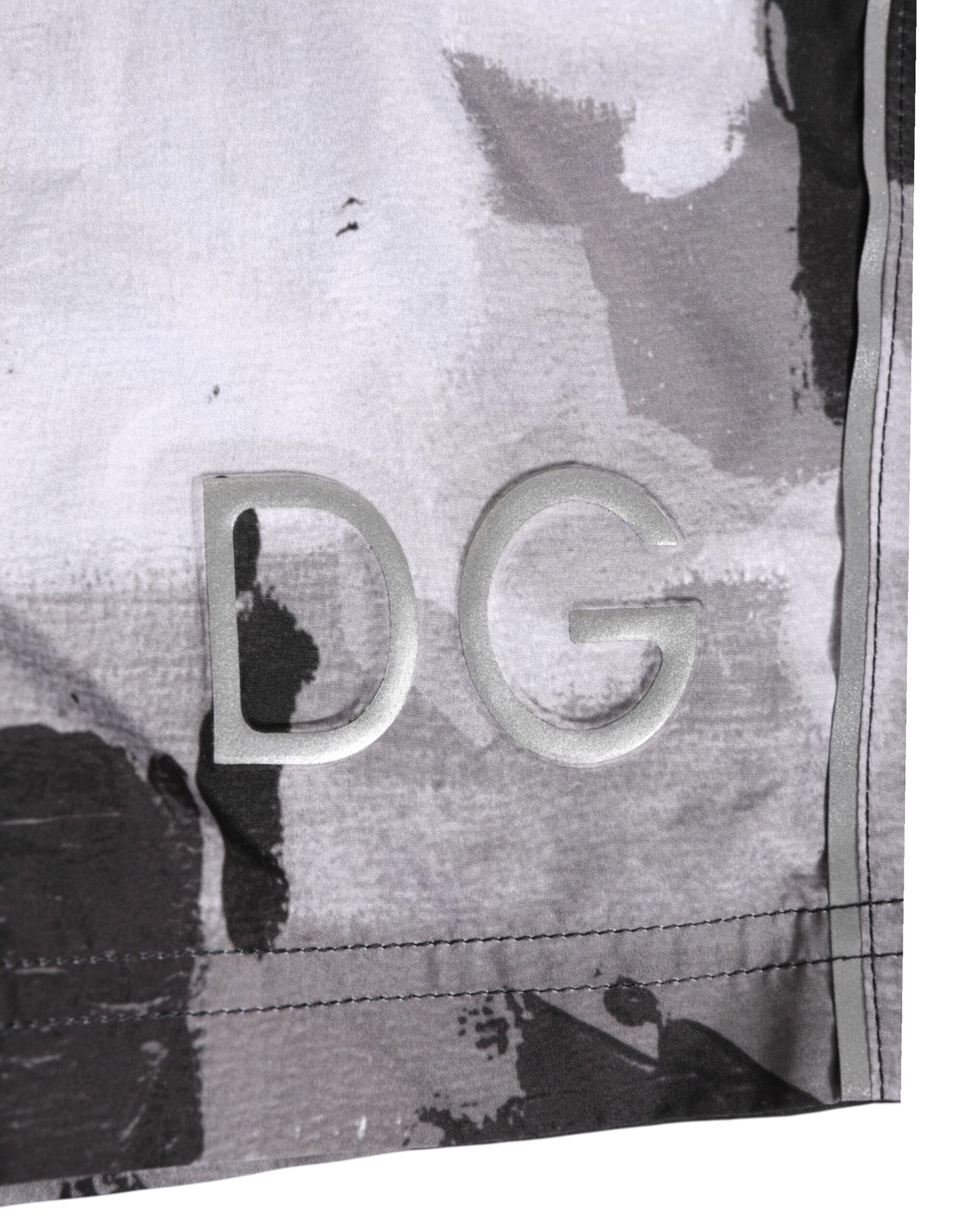 Dolce &amp; Gabbana Schwarz-Weiß Camouflage DG Logo Herren Bademode