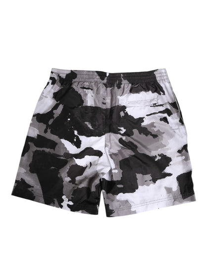 Dolce &amp; Gabbana Schwarz-Weiß Camouflage DG Logo Herren Bademode