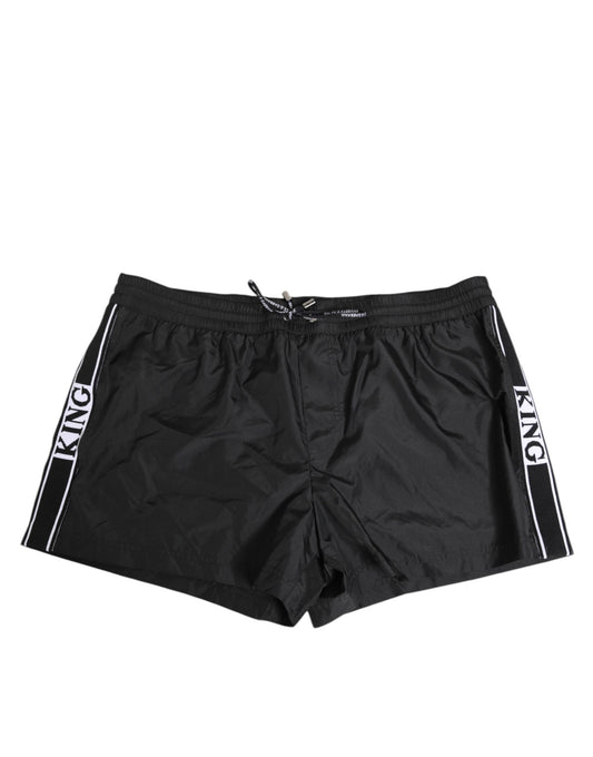 Dolce &amp; Gabbana Schwarze Nylon KING Sideband Herren Boxershorts Bademode