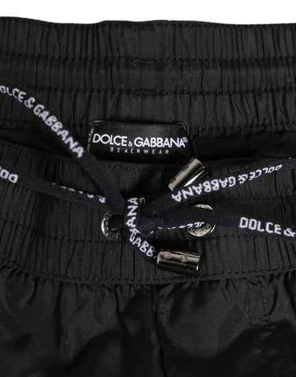 Dolce &amp; Gabbana Schwarze Nylon KING Sideband Herren Boxershorts Bademode