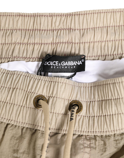 Dolce &amp; Gabbana Beige Nylon Beachwear Herren Boxershorts Bademode