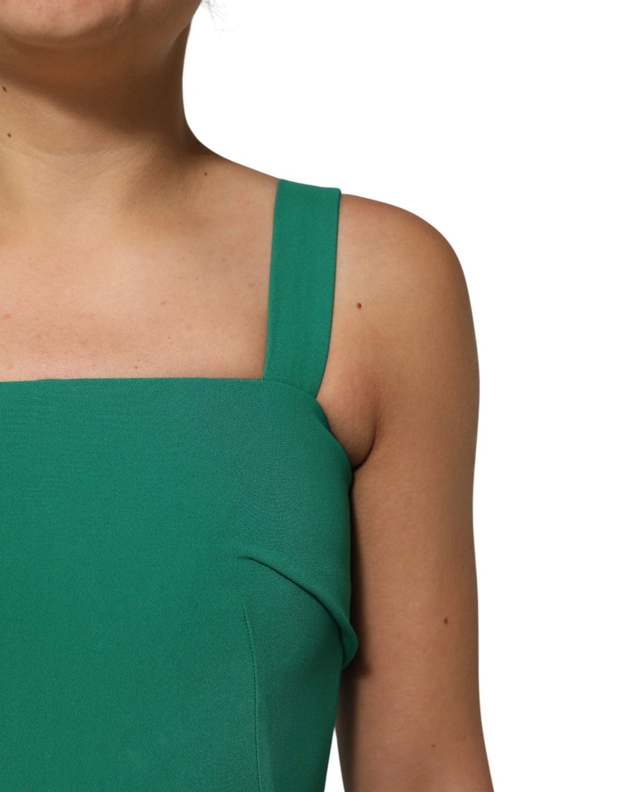 Dolce &amp; Gabbana – Dunkelgrünes, ärmelloses, figurbetontes Kleid aus Viskose