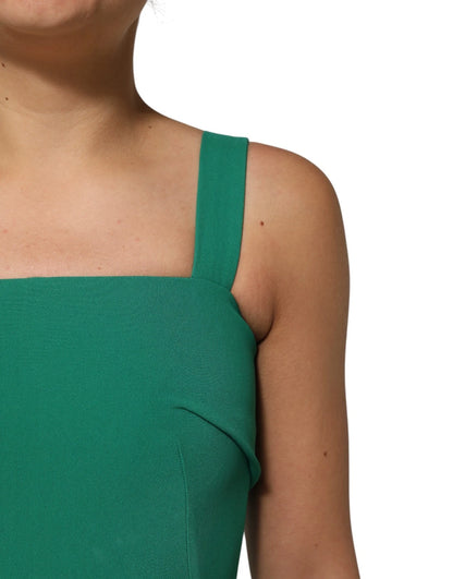 Dolce &amp; Gabbana – Dunkelgrünes, ärmelloses, figurbetontes Kleid aus Viskose