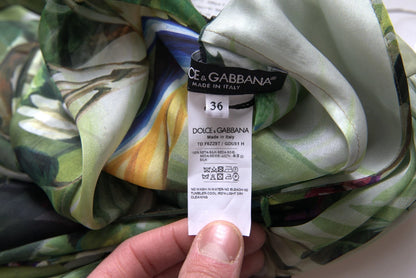 Dolce &amp; Gabbana – Mehrfarbiges Maxikleid aus Seide mit Dschungel-Print für Damen