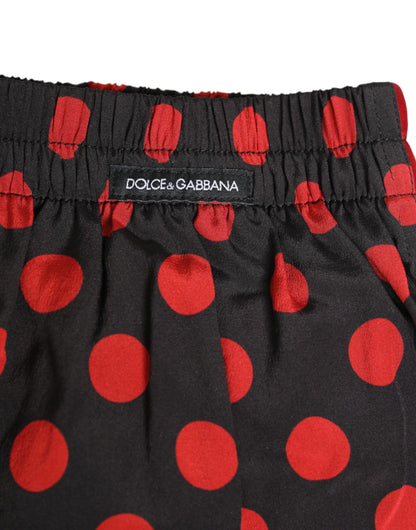 Dolce &amp; Gabbana – Schwarze Boxershorts aus Seide mit Punkten für Herren