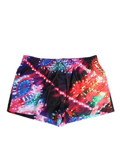 Dolce &amp; Gabbana Mehrfarbige Shorts aus Polyester mit Neon-Print