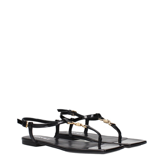 Versace – Flip-Flop-Sandalen aus schwarzem Leder