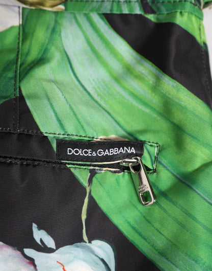 Dolce &amp; Gabbana – Shorts aus Polyester mit floralem Orchideen-Print in Schwarz und Weiß