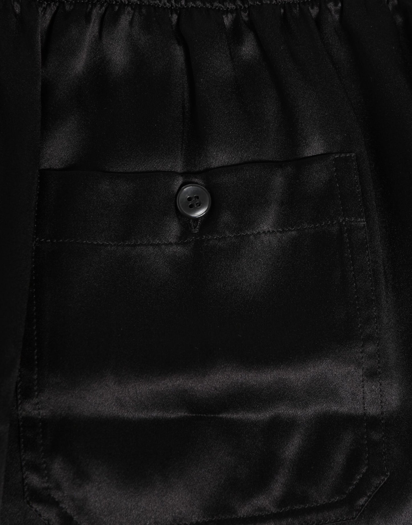 Dolce & Gabbana Black Silk Satin Elastic Men Boxer Short Swimwear