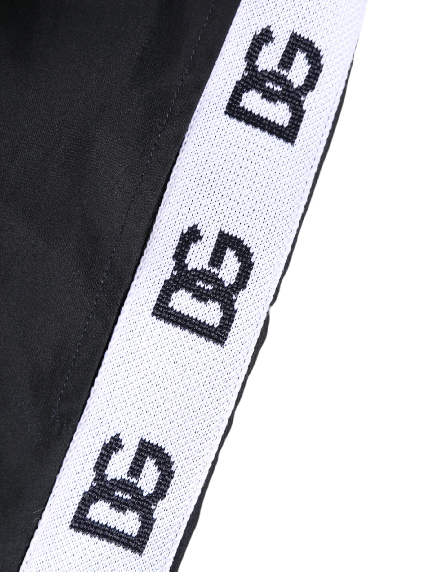 Dolce &amp; Gabbana – Schwarze Nylon-Badeshorts mit seitlichem Logoband