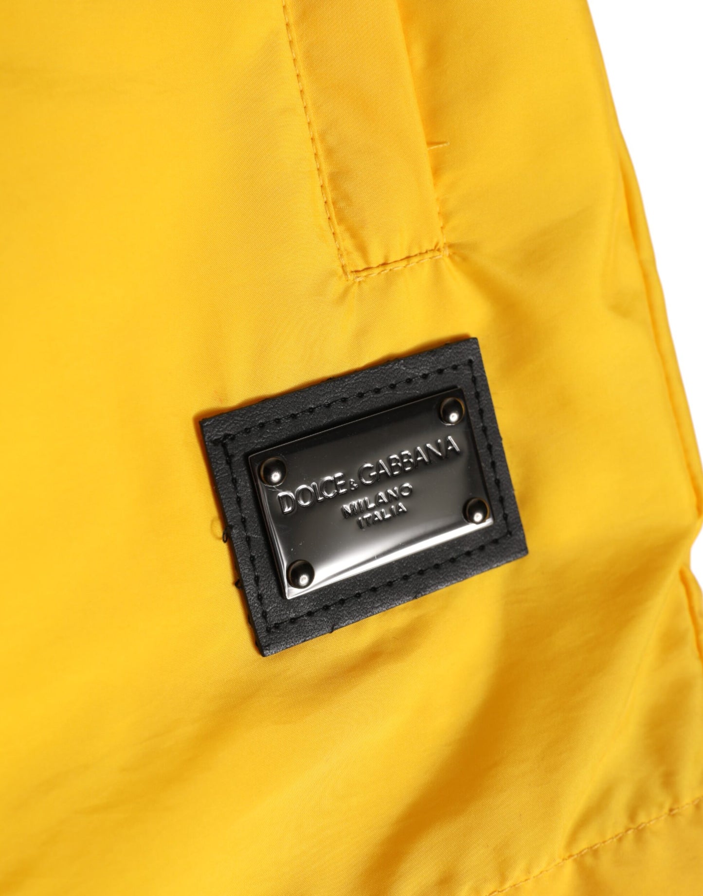 Dolce &amp; Gabbana – Gelbe Nylon-Boxershorts mit Logo-Schild