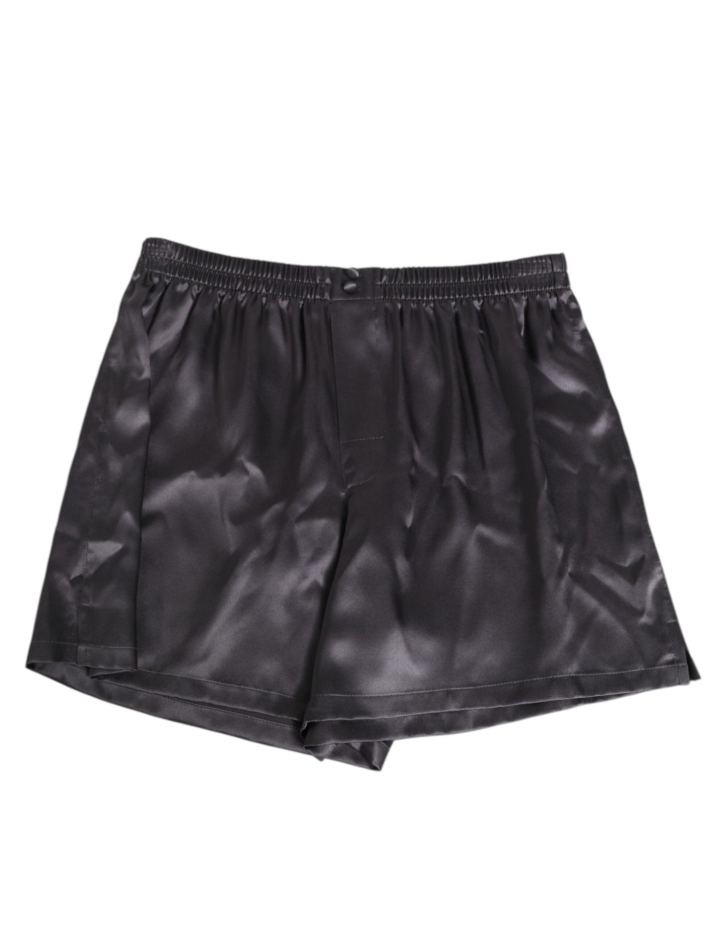 Dolce &amp; Gabbana Schwarze elastische Herren-Boxershorts aus Satin und Seide
