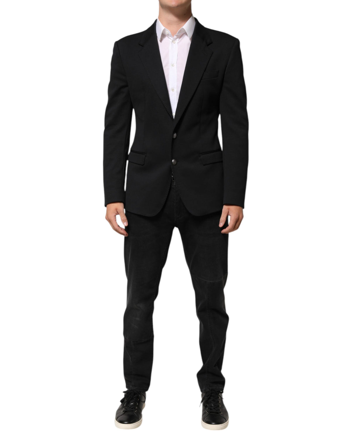 Dolce &amp; Gabbana Dunkelblaue Herrenjacke aus Baumwolle, Mantel, Blazer, Anzug