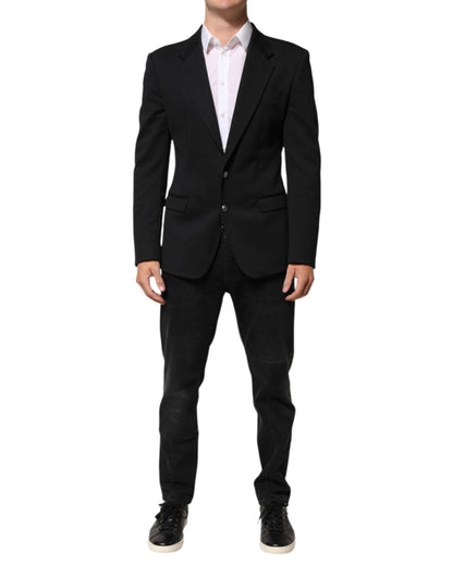 Dolce &amp; Gabbana Dunkelblaue Herrenjacke aus Baumwolle, Mantel, Blazer, Anzug
