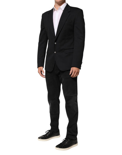Dolce &amp; Gabbana Dunkelblaue Herrenjacke aus Baumwolle, Mantel, Blazer, Anzug