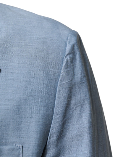 Dolce &amp; Gabbana Hellblauer Leinen-Zweireiher-Blazer für Herren
