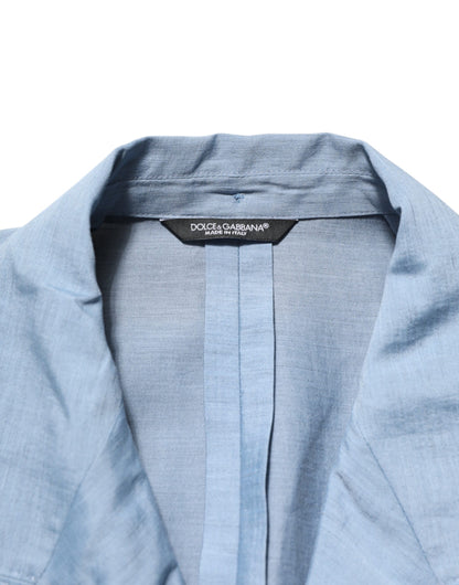 Dolce &amp; Gabbana Hellblauer Leinen-Zweireiher-Blazer für Herren