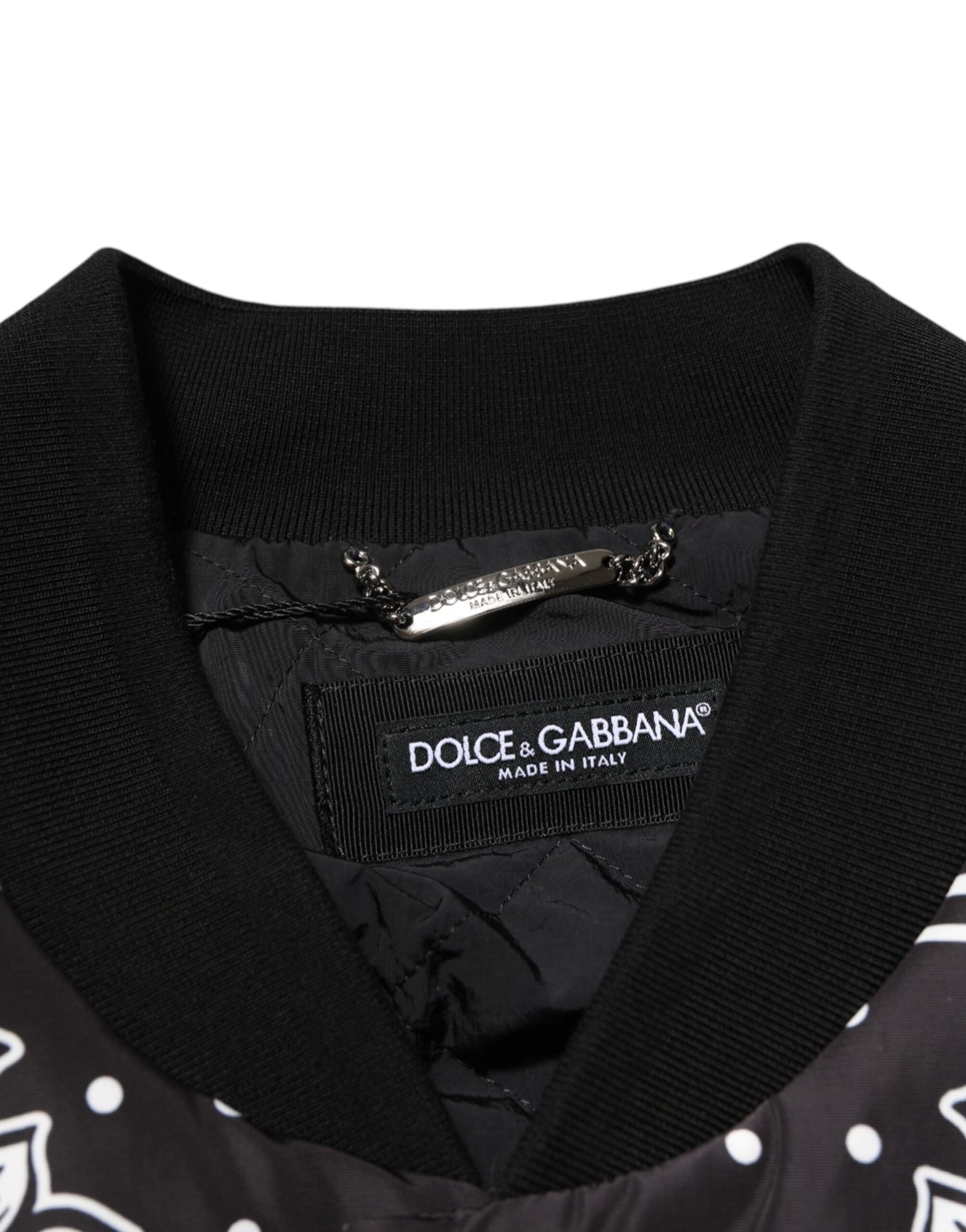 Dolce &amp; Gabbana – Bomberjacke mit Bandana-Print in Schwarz und Weiß