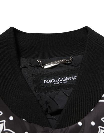 Dolce &amp; Gabbana – Bomberjacke mit Bandana-Print in Schwarz und Weiß