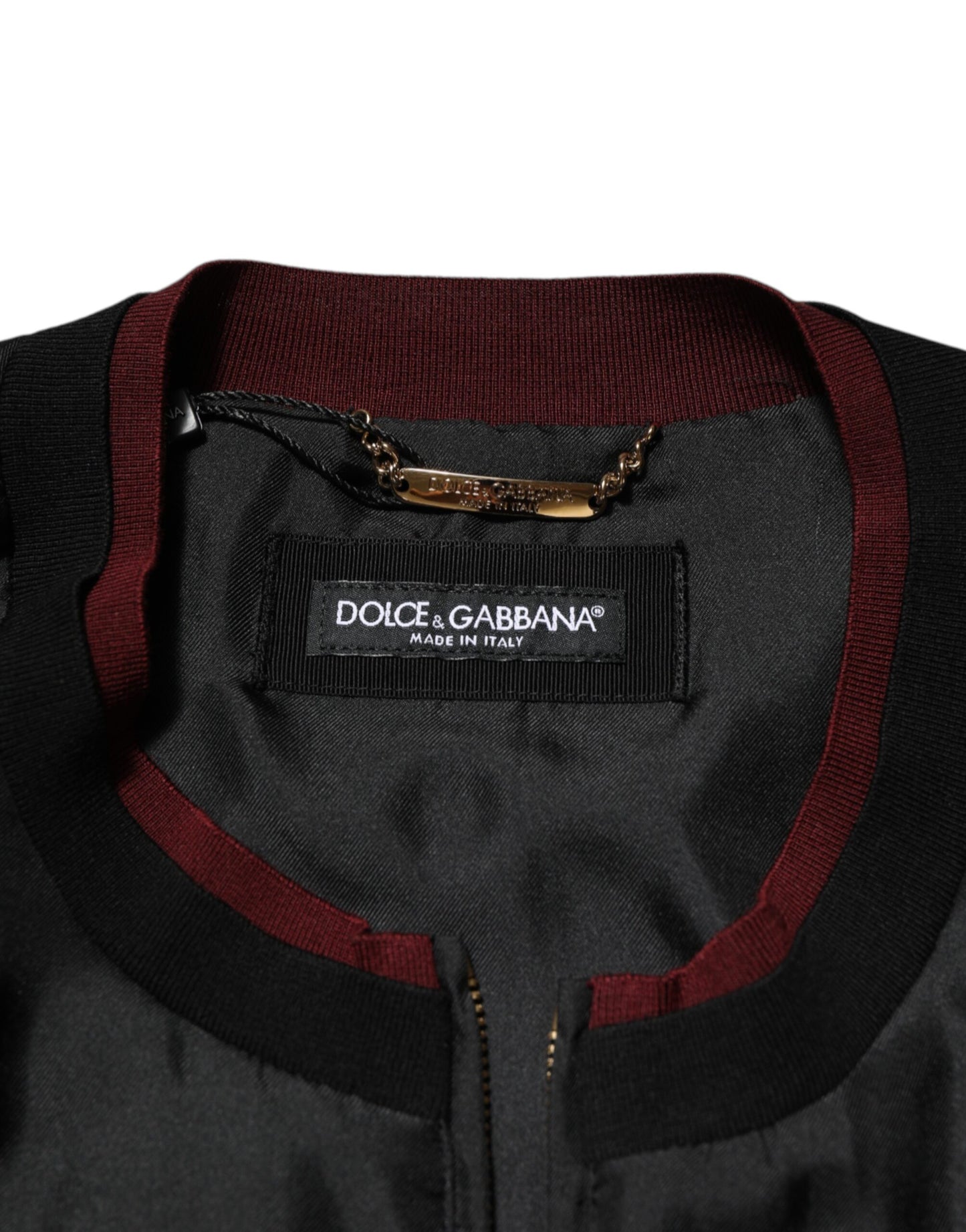 Dolce &amp; Gabbana – Bomber-Blousonjacke aus Seide mit Blumenmuster in Schwarz und Rot