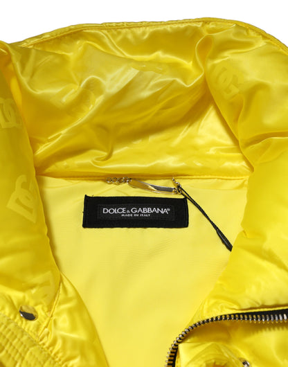 Dolce &amp; Gabbana – Puffer-Bomberjacke aus gelbem Nylon mit Logo für Herren