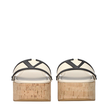 Valentino Garavani – Beige Keilsandalen aus Leder