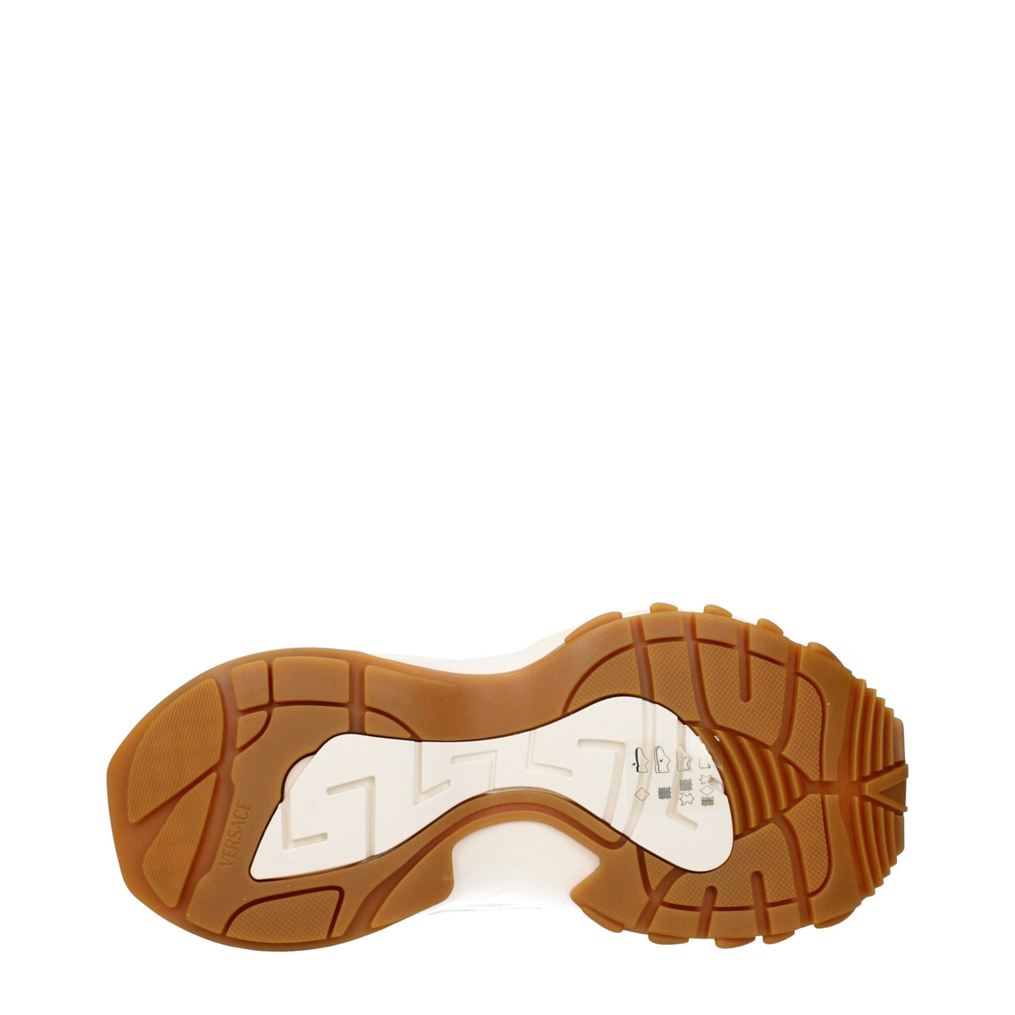 Versace – Beigefarbene Sneaker aus Stoff mit dicker Sohle