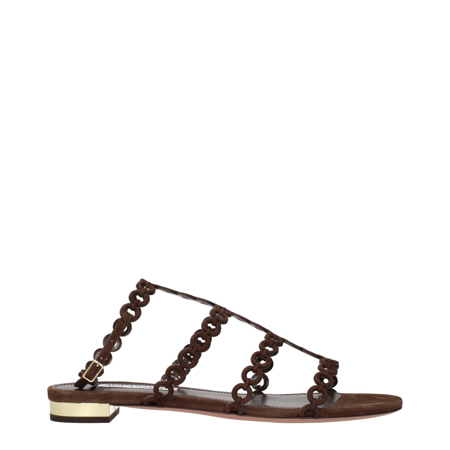 Aquazzura Flache Sandalen aus braunem Leder