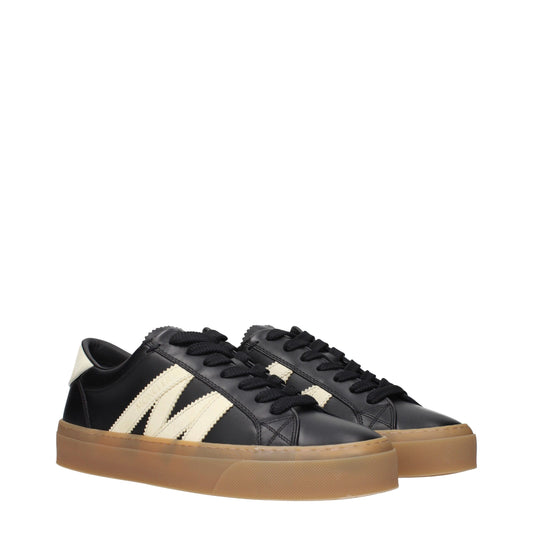 Moncler Schwarze Leder Niedrige Schuhe