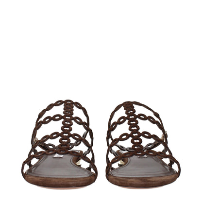 Aquazzura Flache Sandalen aus braunem Leder