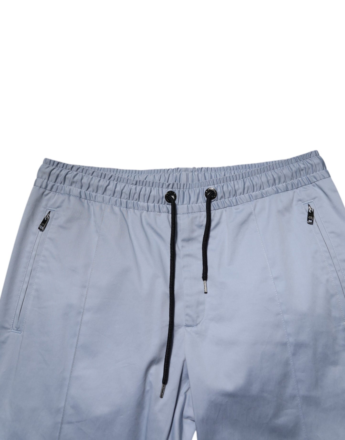 Dolce &amp; Gabbana Hellblaue Herrenhose aus Baumwolle mit Kordelzug und elastischer Taille