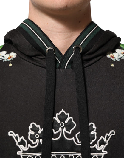 Dolce &amp; Gabbana – KING – Kapuzenpullover mit Blumenkrone und Logo in Schwarz mit Orchideenmuster