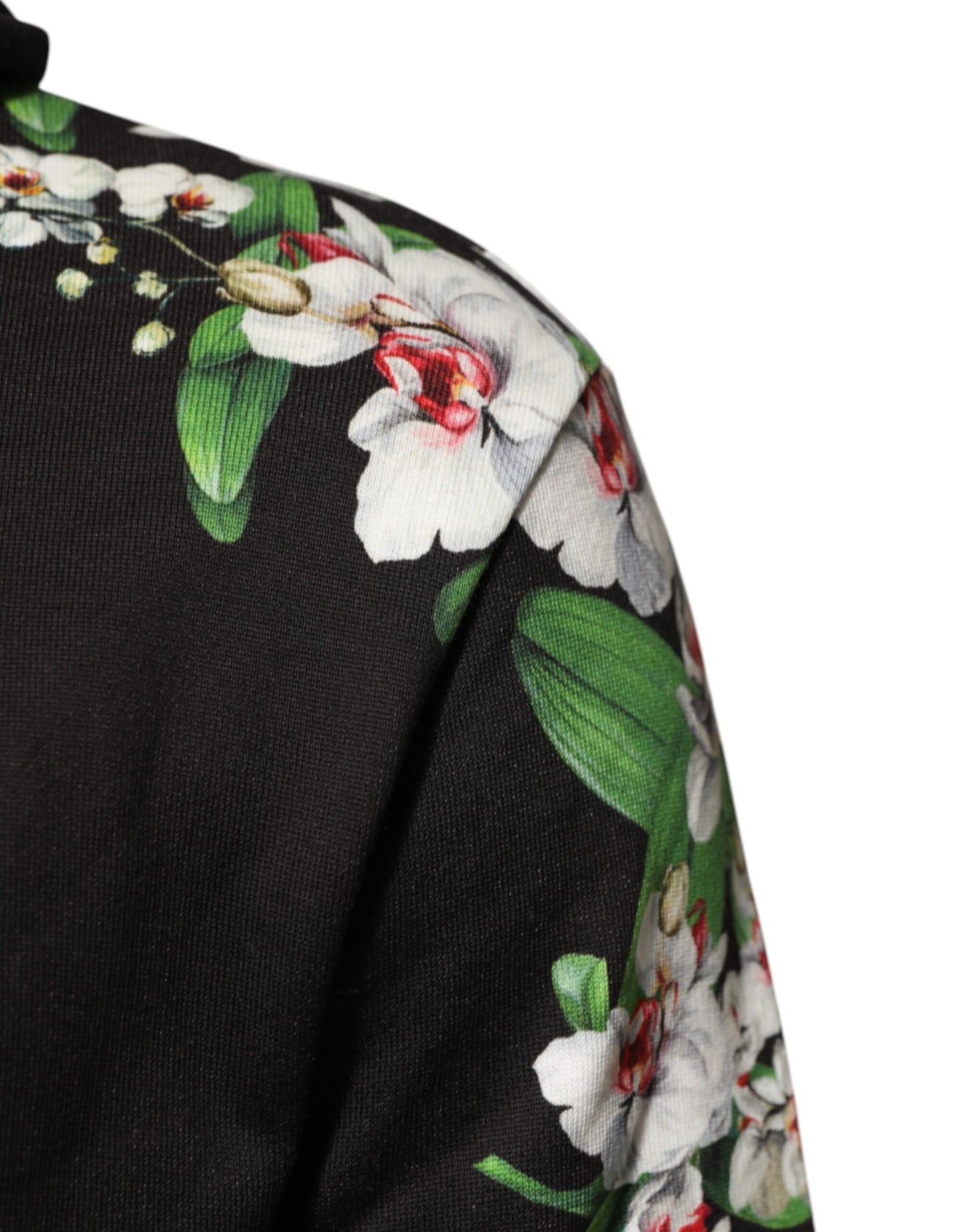Dolce &amp; Gabbana – KING – Kapuzenpullover mit Blumenkrone und Logo in Schwarz mit Orchideenmuster