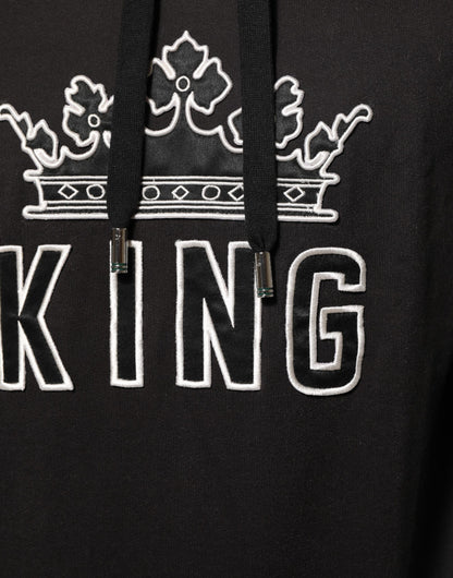 Dolce &amp; Gabbana – KING – Kapuzenpullover mit Blumenkrone und Logo in Schwarz mit Orchideenmuster