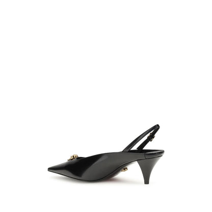 Versace – Schwarze Pumps aus Leder mit mittlerem Absatz