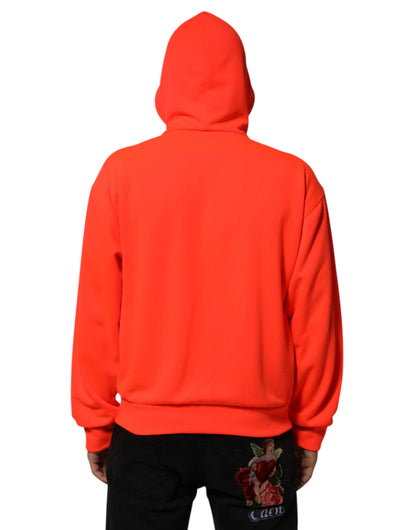 Dolce &amp; Gabbana – Kapuzenpullover mit Logo-Patch aus fluoreszierendem Polyester in Rot