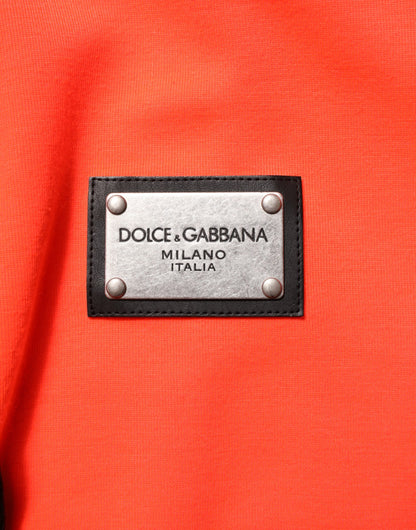 Dolce &amp; Gabbana – Kapuzenpullover mit Logo-Patch aus fluoreszierendem Polyester in Rot