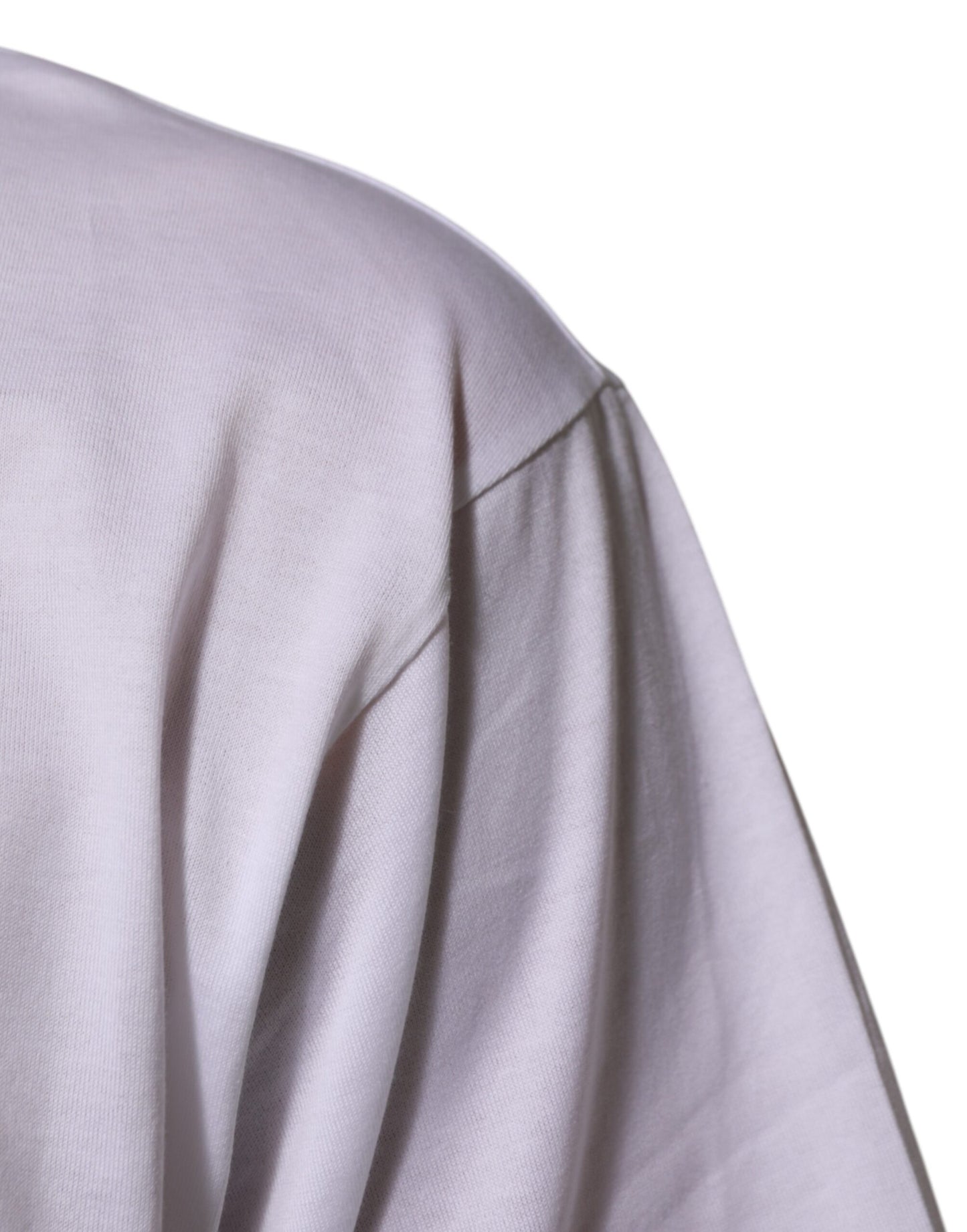 Dolce &amp; Gabbana – Weißes Herren-T-Shirt mit Rundhalsausschnitt und Logo-Patch aus Baumwolle