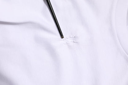 Dolce &amp; Gabbana – Weißes Herren-T-Shirt mit Rundhalsausschnitt und Logo-Patch aus Baumwolle