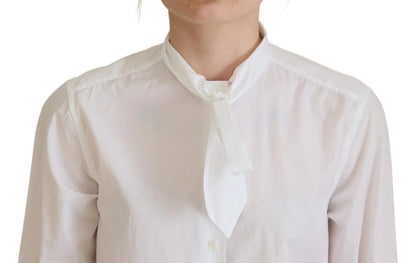 Dolce &amp; Gabbana – Weißes, formelles Oberteil aus Baumwolle mit Kragen und langen Ärmeln