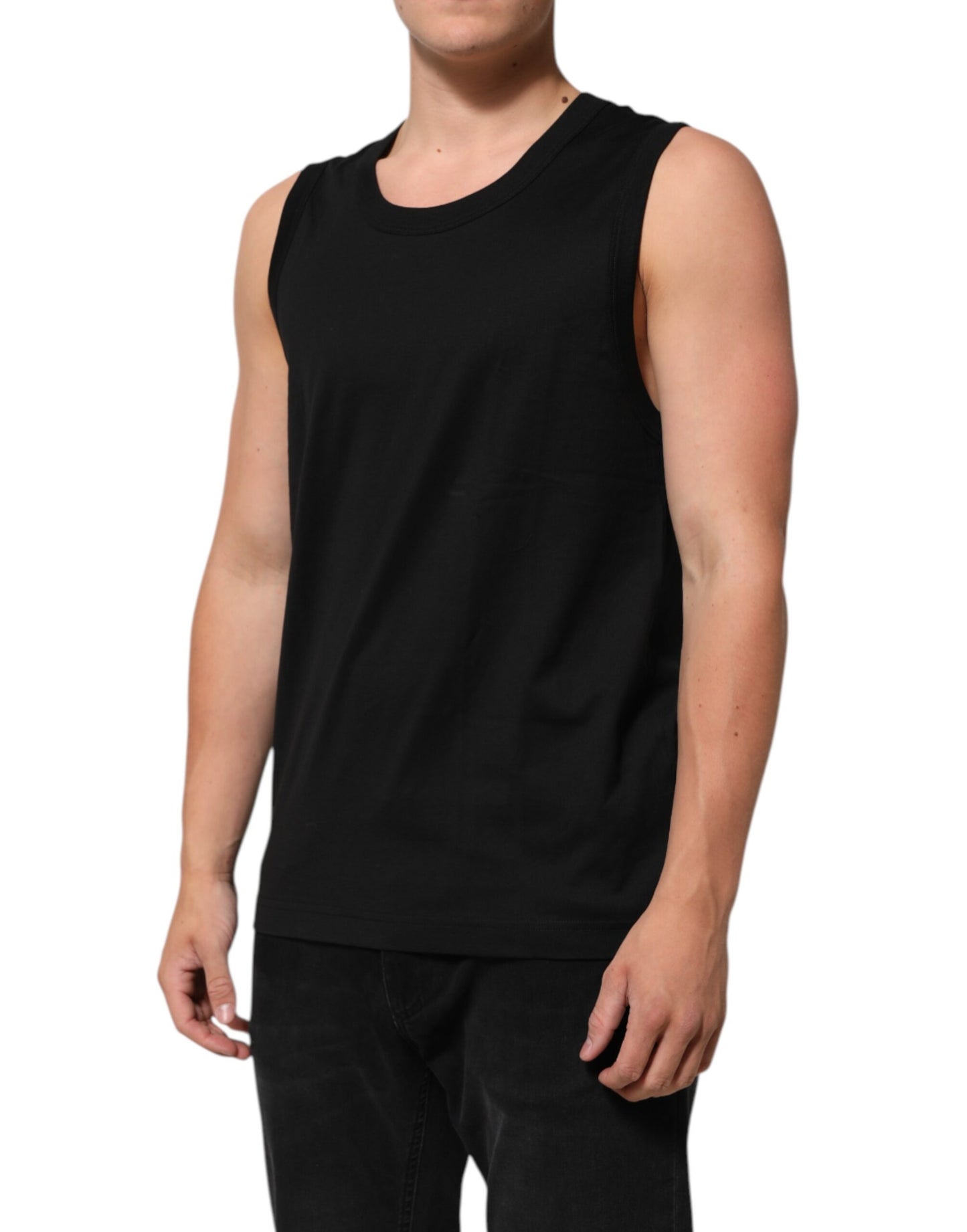 Dolce &amp; Gabbana Schwarzes ärmelloses Unterwäsche-Tanktop aus Baumwolle für Herren
