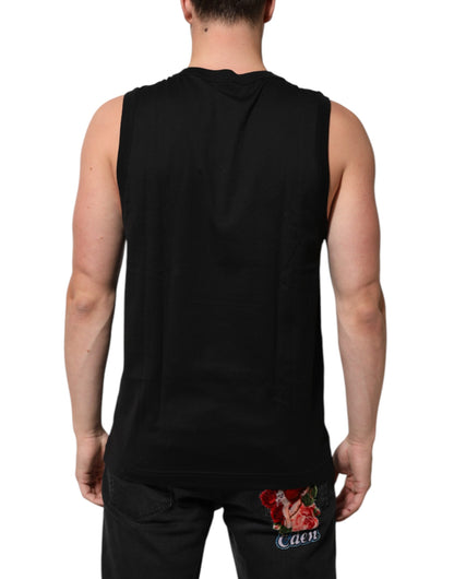 Dolce &amp; Gabbana Schwarzes ärmelloses Unterwäsche-Tanktop aus Baumwolle für Herren