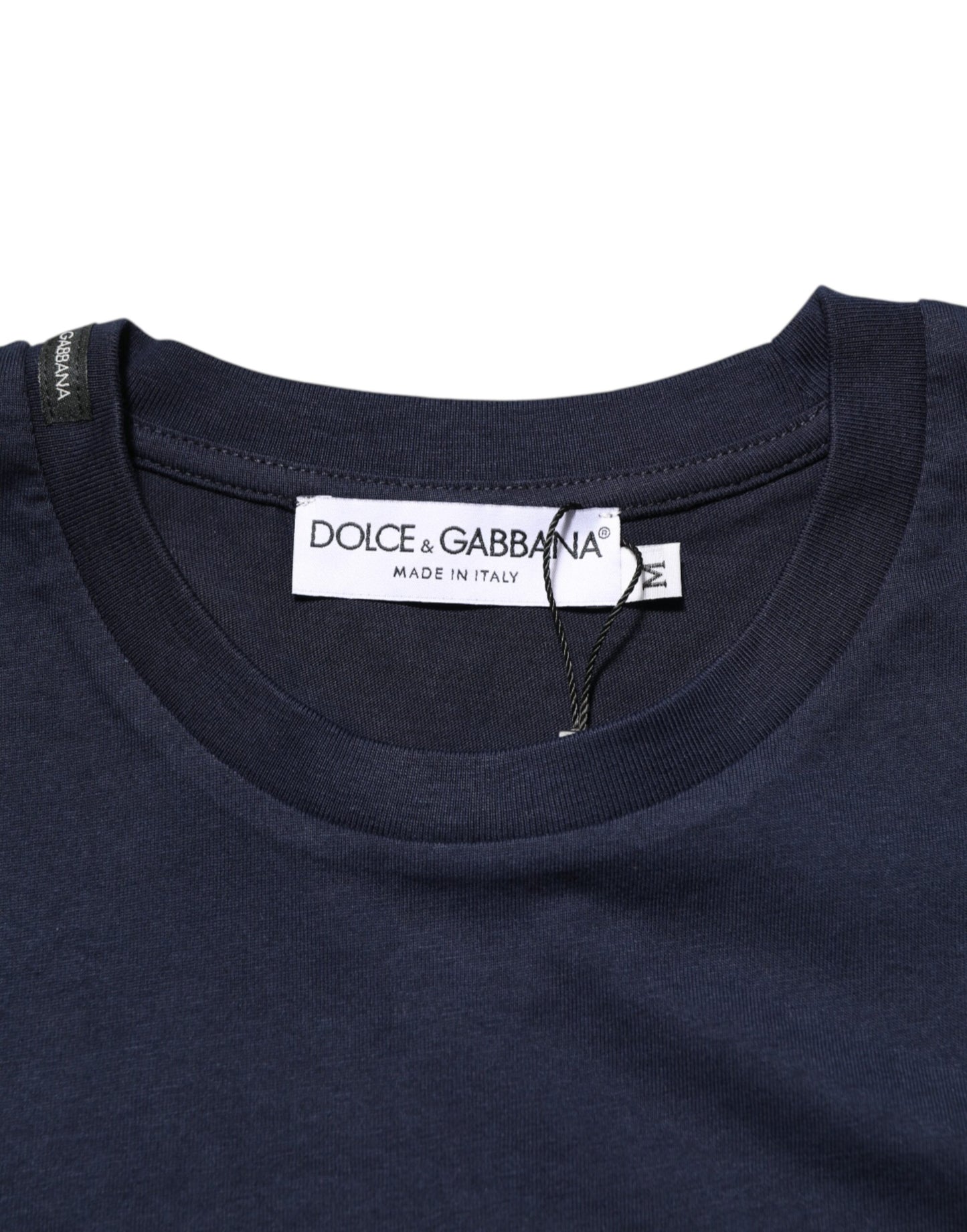 Dolce &amp; Gabbana Herren-T-Shirt aus dunkelblauer Baumwolle mit DG-Logo-Print