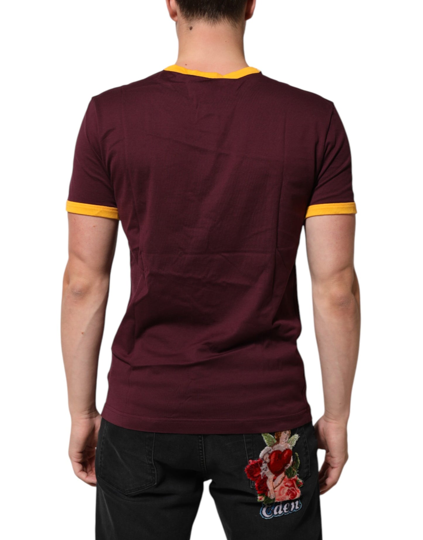 Dolce &amp; Gabbana – Burgunderrotes T-Shirt aus Baumwolle mit DG-Super-King-Logo