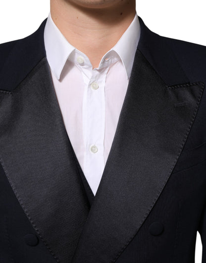 Dolce &amp; Gabbana – Dreiteiliger, formeller Herrenanzug aus schwarzer Wolle im Slim Fit