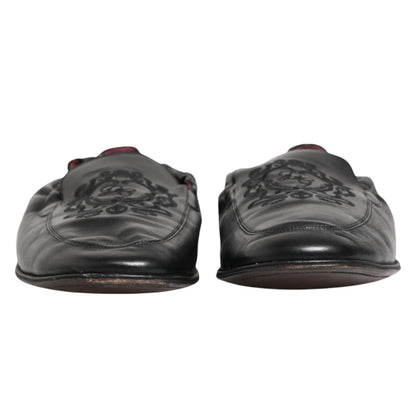 Dolce &amp; Gabbana – Schwarze Slipper aus Leder für Herren, flach