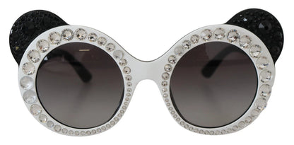 Dolce & Gabbana DG4325BM White Black Acetate Crystal Shades Sunglasses